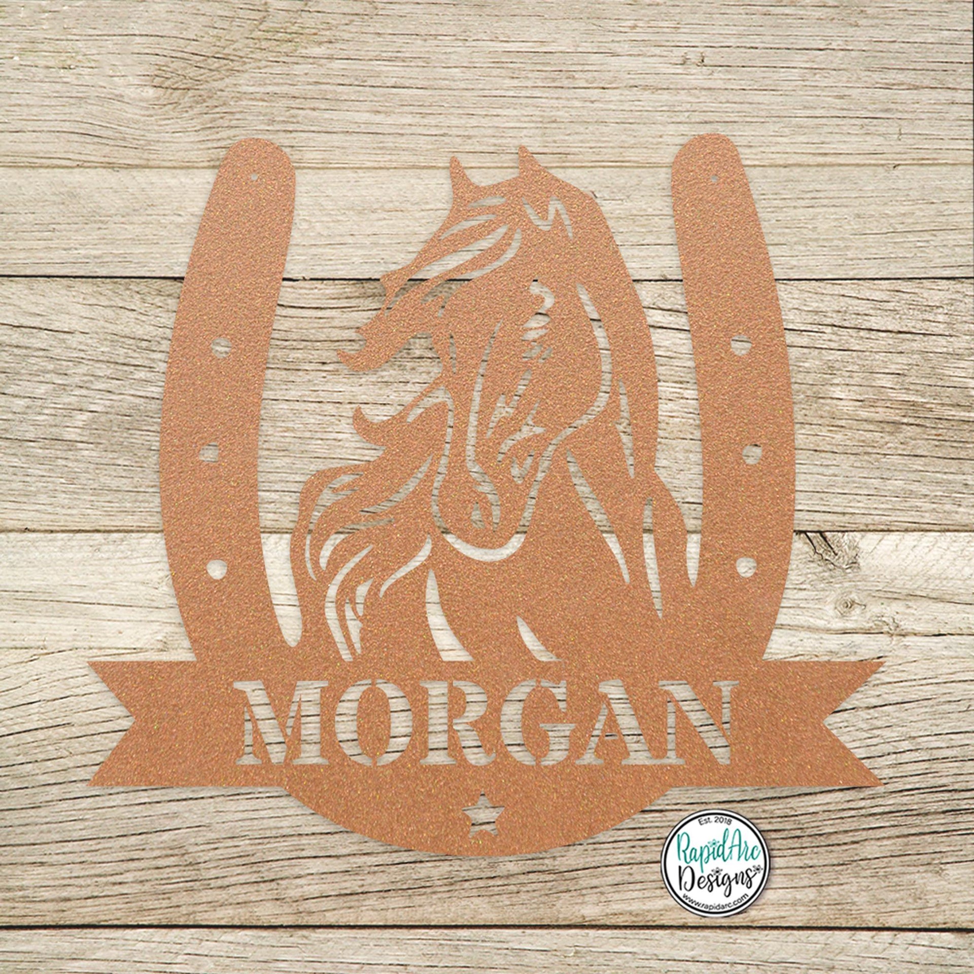 Custom Horse Name Sign: Metal Horseshoe Monogram, Western Farm Decor