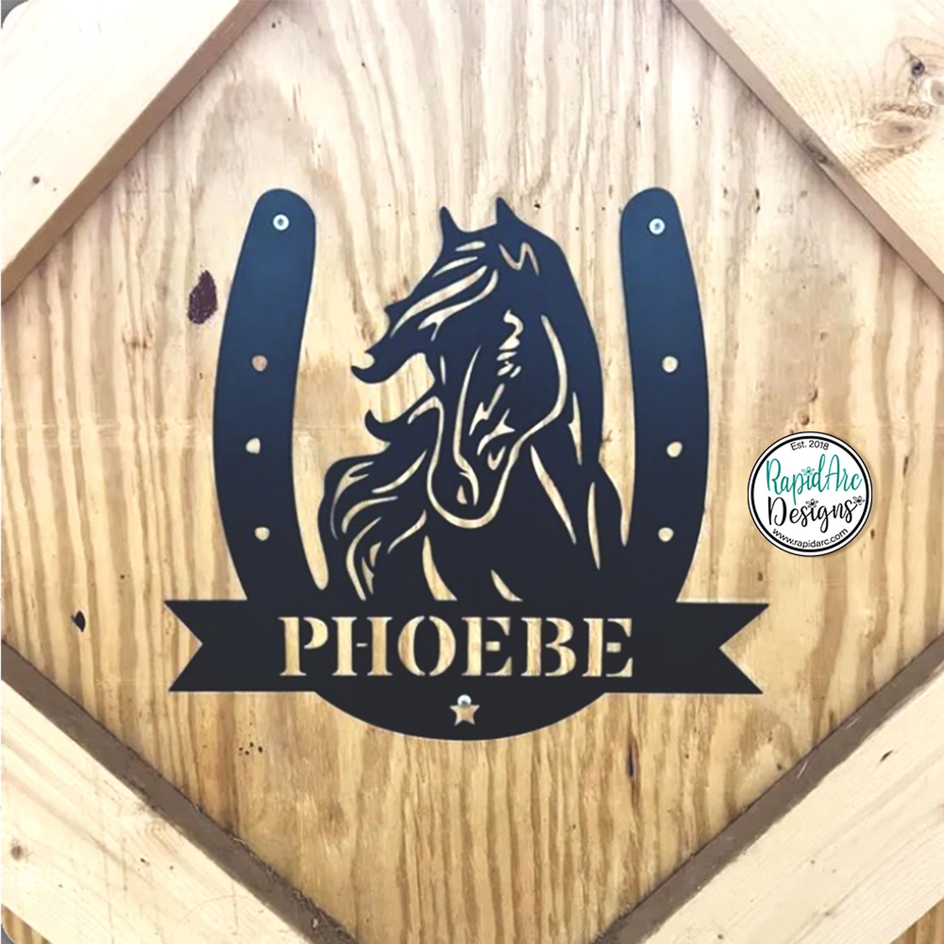 Custom Horse Name Sign: Metal Horseshoe Monogram, Western Farm Decor