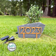 Modern Metal House Number Sign with Stakes | Modern Deco Font Address Sign | Elegant Front Yard Decor