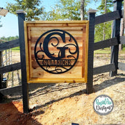 Personalized Metal Monogram Name Sign - Custom Family Name Sign - Photo Gallery Wall Decor - Front Door Hanger - Round Monogram Name Sign
