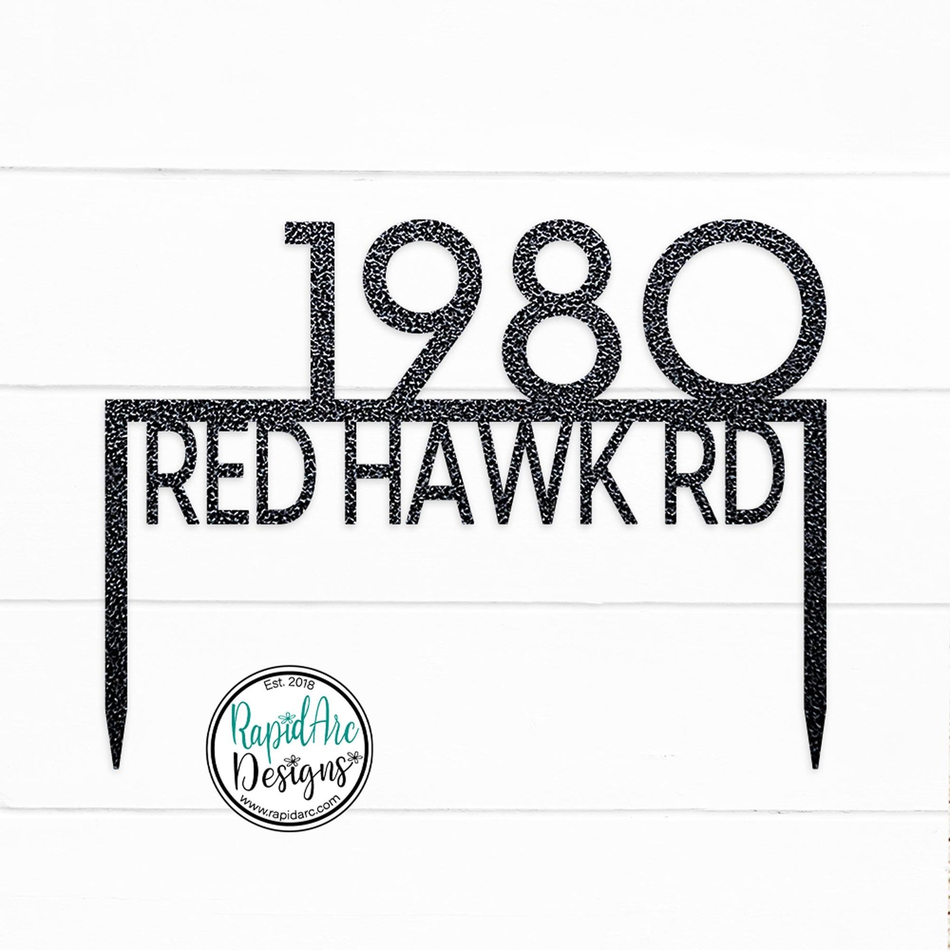 Modern Metal House Number Sign on Stakes | Ground Mount Address Plaque with Street Name | Custom Home Address Sign for Landscaping