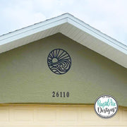 SUN and WAVES Metal Wall Ornament | Pool Sign | Outdoor Coastal Art | Lake or Beach House Sign | Patio Decor | Round Sun & Waves