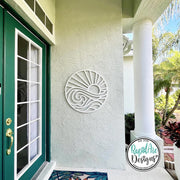 SUN and WAVES Metal Wall Ornament | Pool Sign | Outdoor Coastal Art | Lake or Beach House Sign | Patio Decor | Round Sun & Waves
