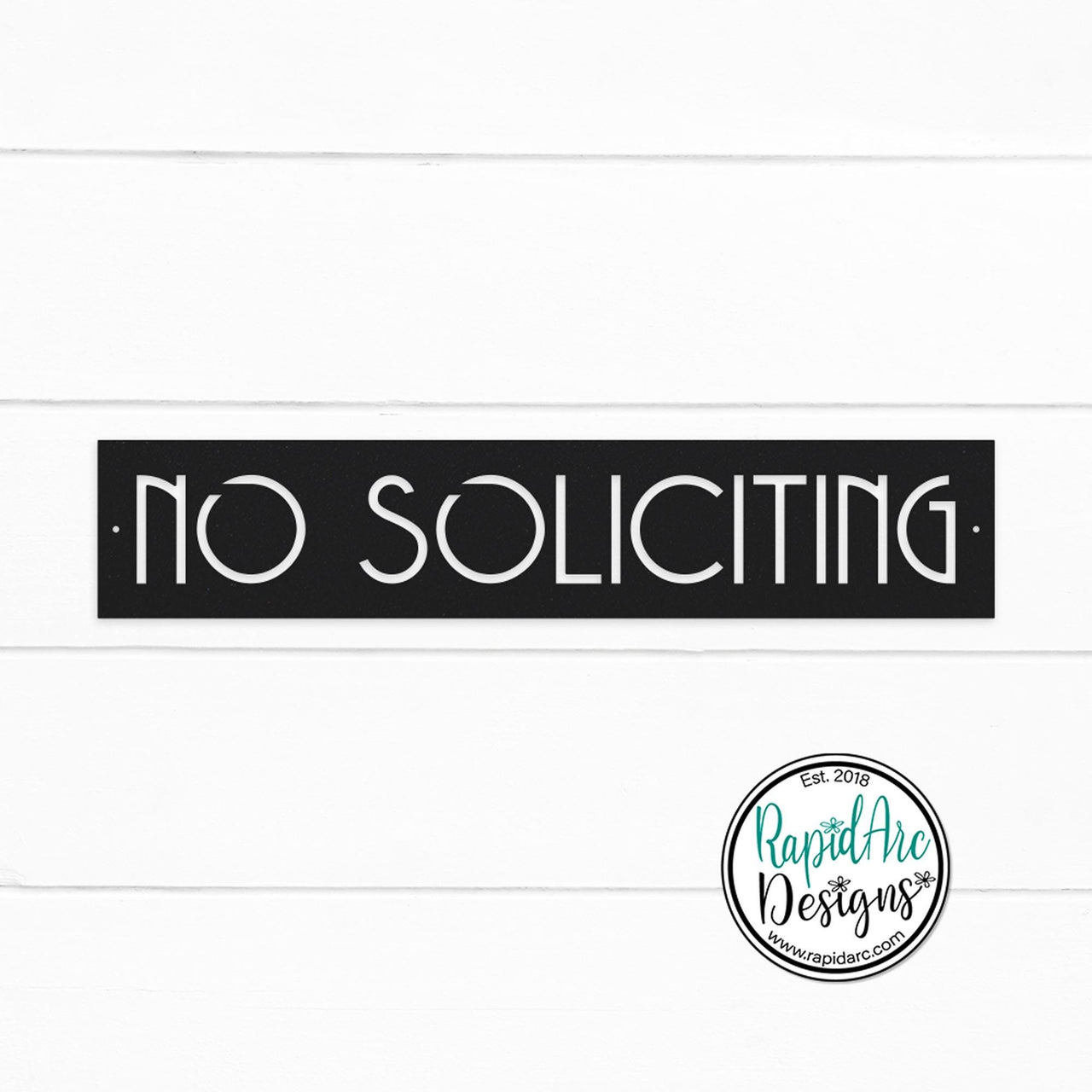 No Soliciting Metal Sign | MCM Font | Wall Mounted | Powder Coated Steel Property Signage