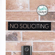 No Soliciting Metal Sign | Modern Deco Font | Wall Mounted | Powder Coated Steel Property Signage