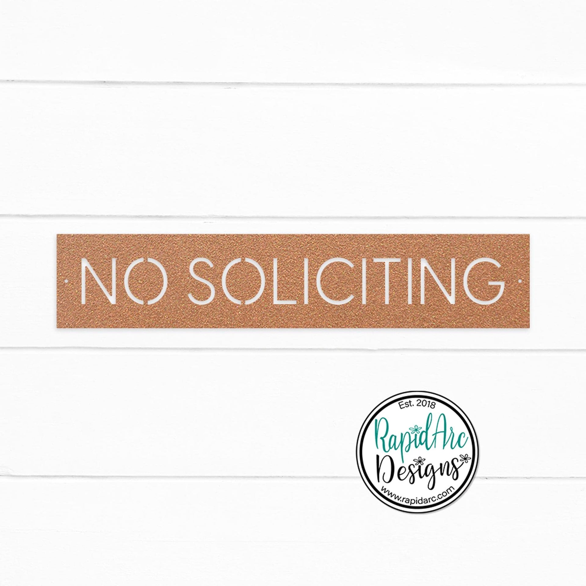No Soliciting Metal Sign | Modern Deco Font | Wall Mounted | Powder Coated Steel Property Signage