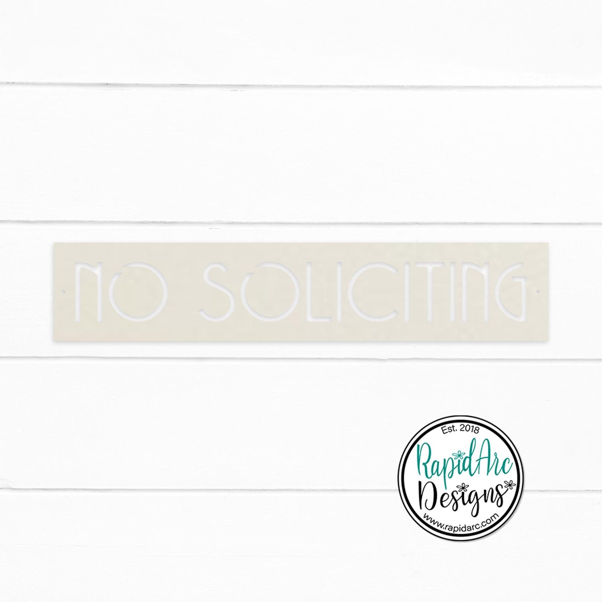 No Soliciting Metal Sign | MCM Font | Wall Mounted | Powder Coated Steel Property Signage