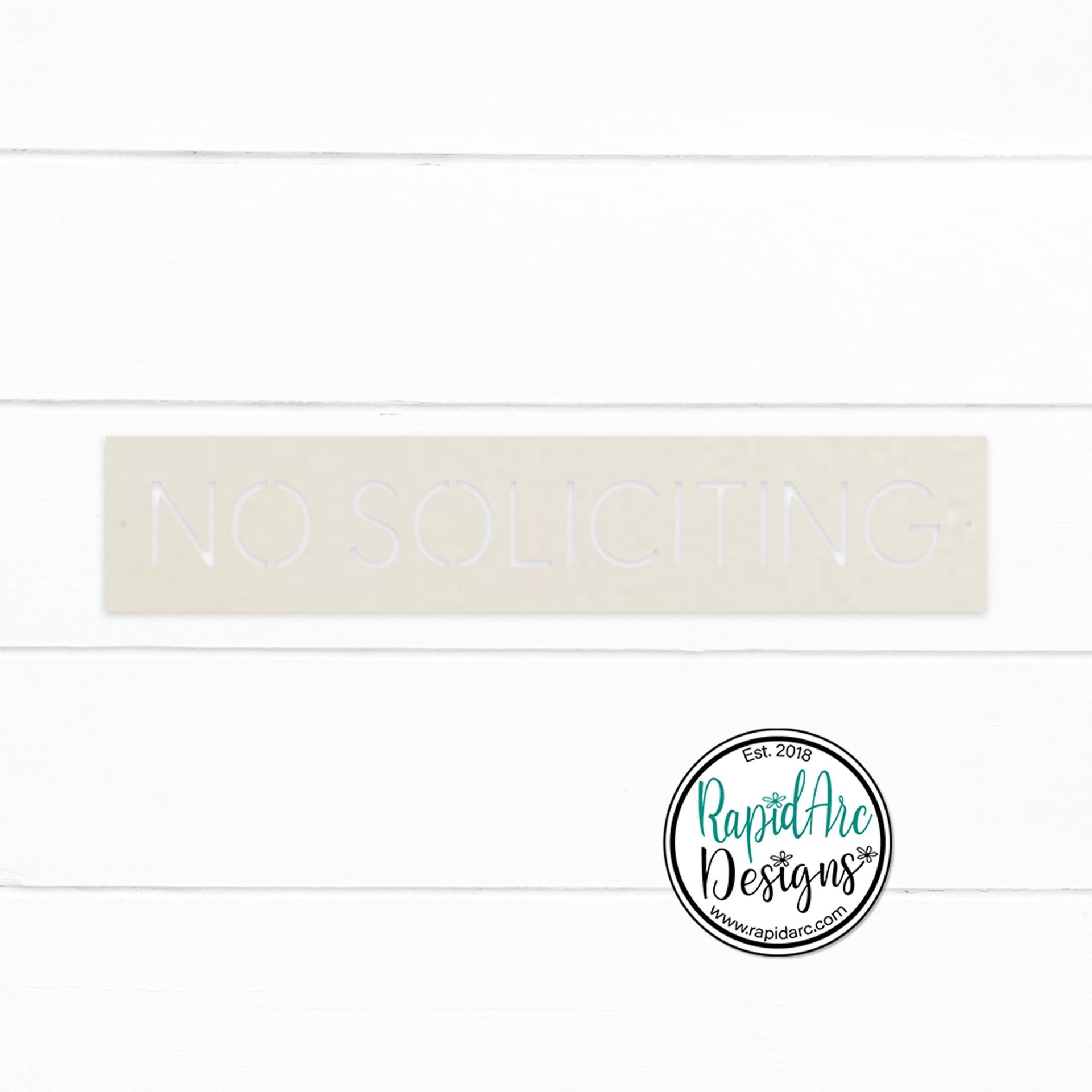 No Soliciting Metal Sign | Modern Deco Font | Wall Mounted | Powder Coated Steel Property Signage