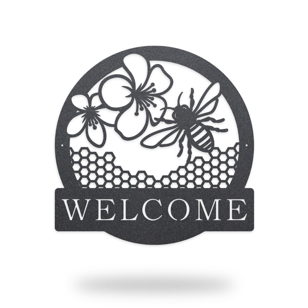Customizable Bee Welcome Metal Sign