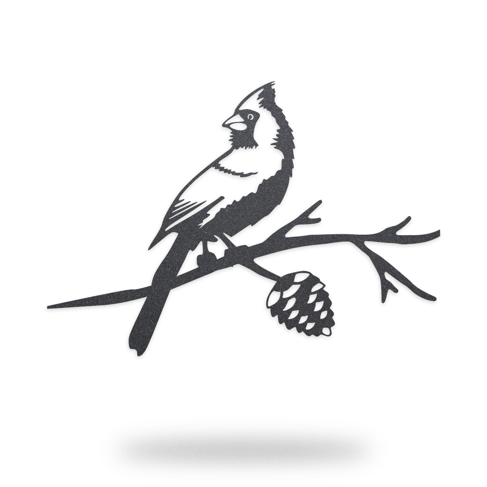 Cardinal on a Branch Metal Tree Stake