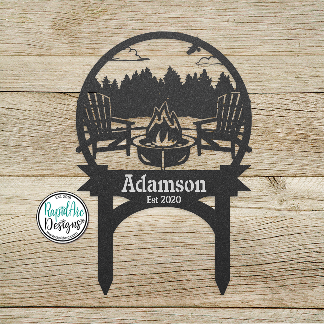FOREST SCENE Campsite Sign w/Stakes