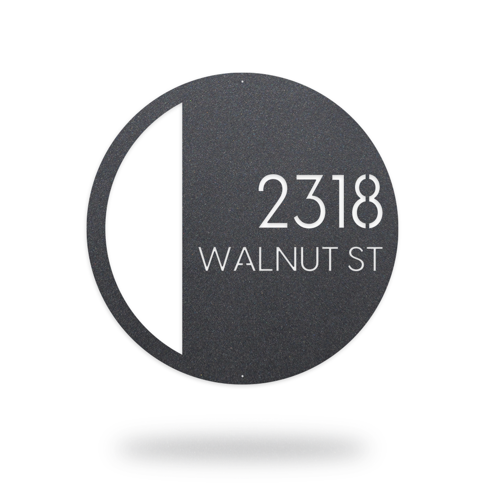 Round Metal Modern Deco Address Sign