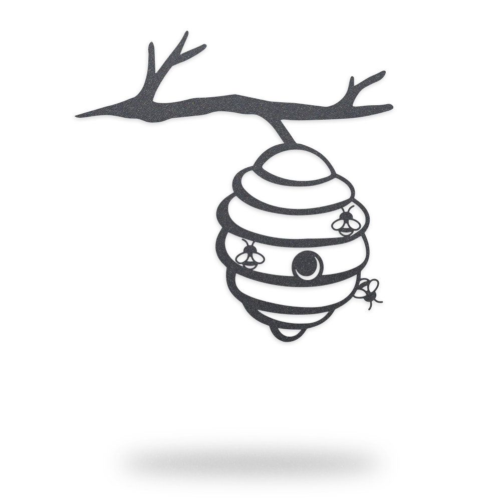Bee Hive on a Branch - Metal Tree Stake