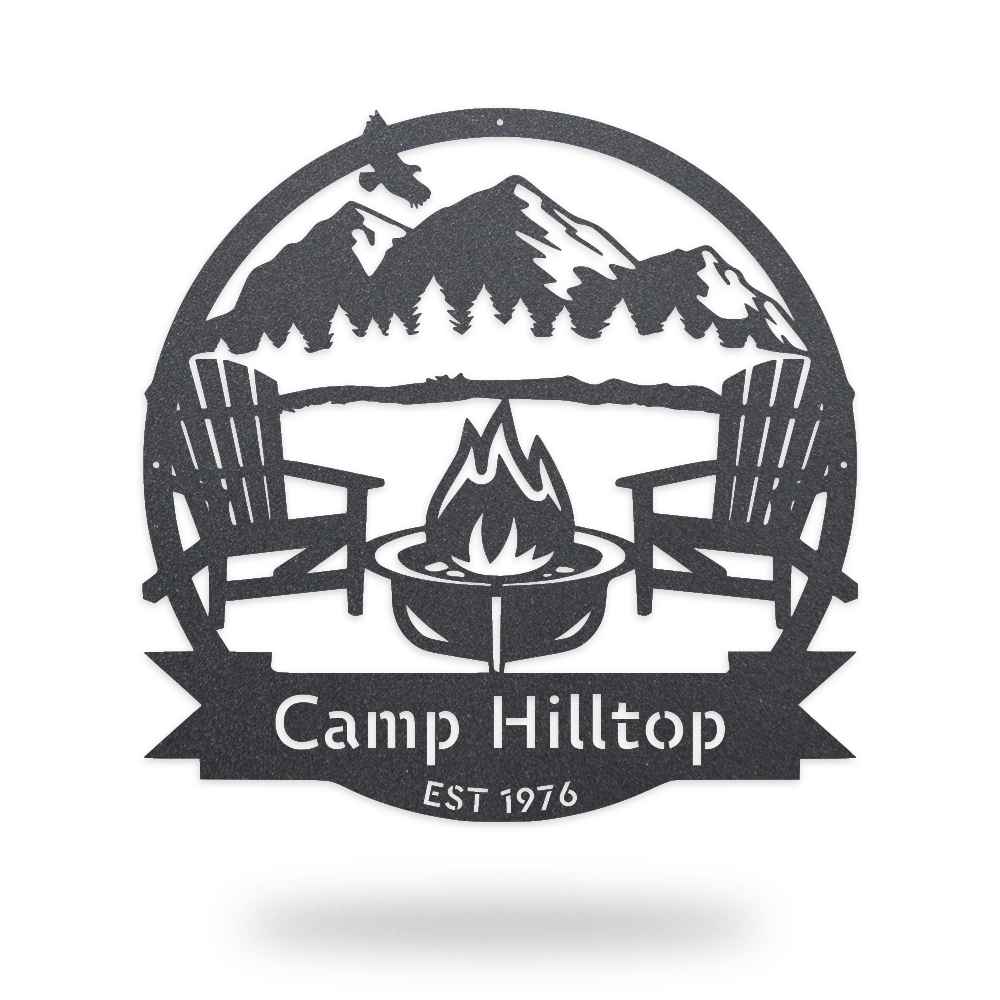 Campsite Monogram - Mountain Scene