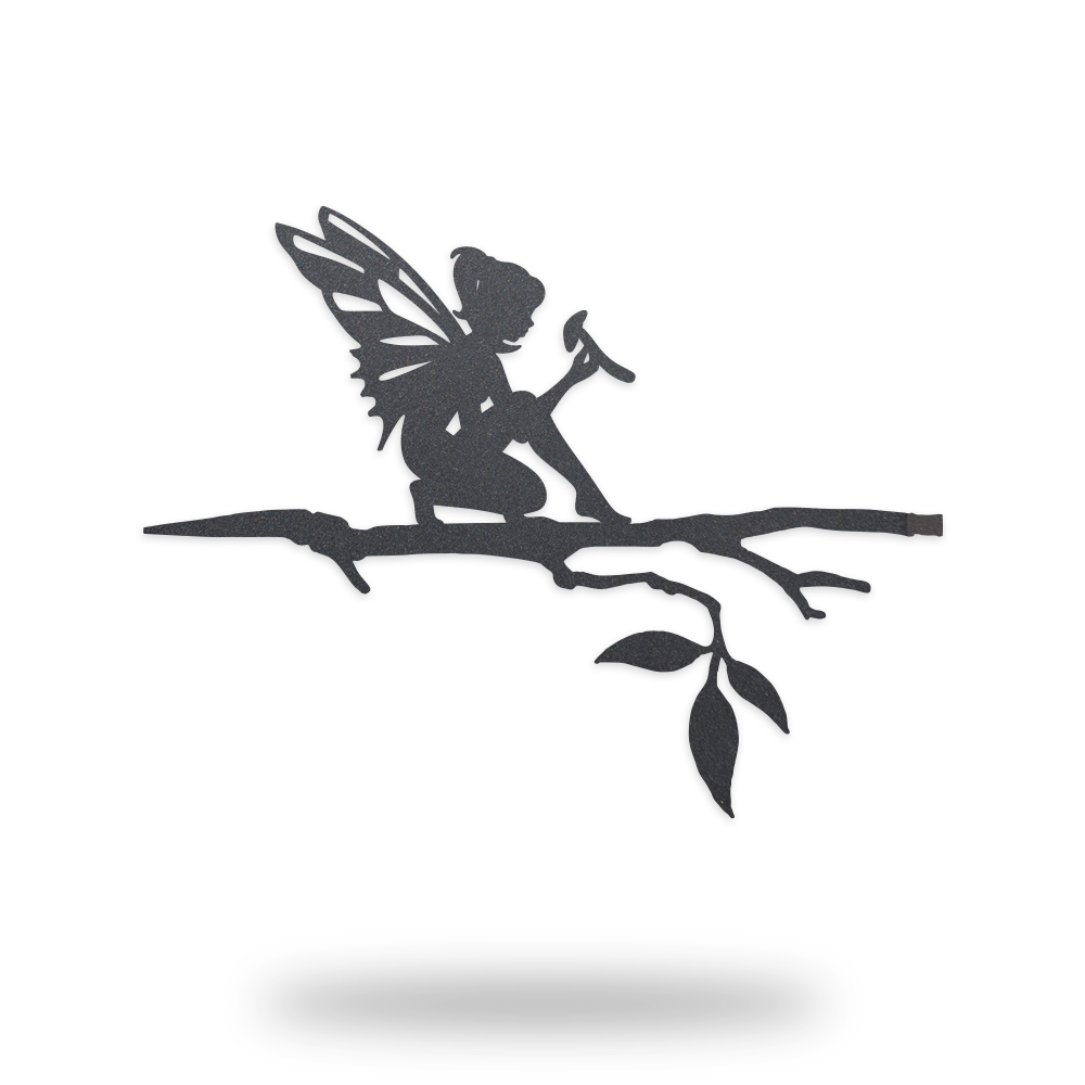 Fairy Sitting on Branch - Metal Tree Stake