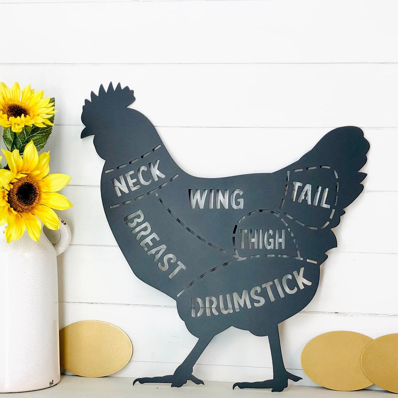 Cute CHICKEN DIVVY Metal Wall Sign -Powder Coated - Cute Farmhouse Gift - Housewarming - Chicken Life - Eggs - Coop - Metal Art