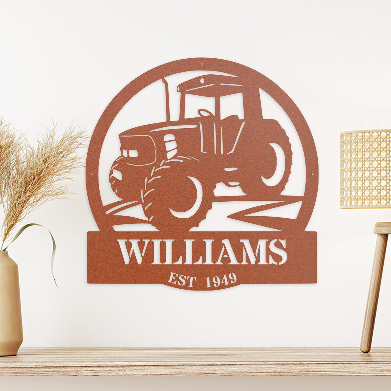 Metal Tractor Sign , Monogram, Farm Sign, Metal Name Sign, Door Hanger, Housewarming Gift, Wedding Monogram, Anniversary, Outdoor