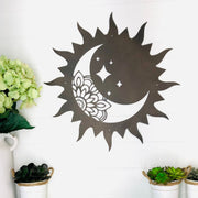 MANDALA Moon Sun and Stars  - Metal Decor - Mandala Pattern - Power Coat - Indoor Outdoor - Whimsical Decor - Metal Art