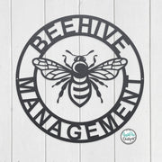Customizable BEE Management Metal Sign- Bee Keeper- Porch Garden Outdoor Decor- Bee Lovers Gift- Honey Bee Hive- Apiary Sign- Metal Wall Art
