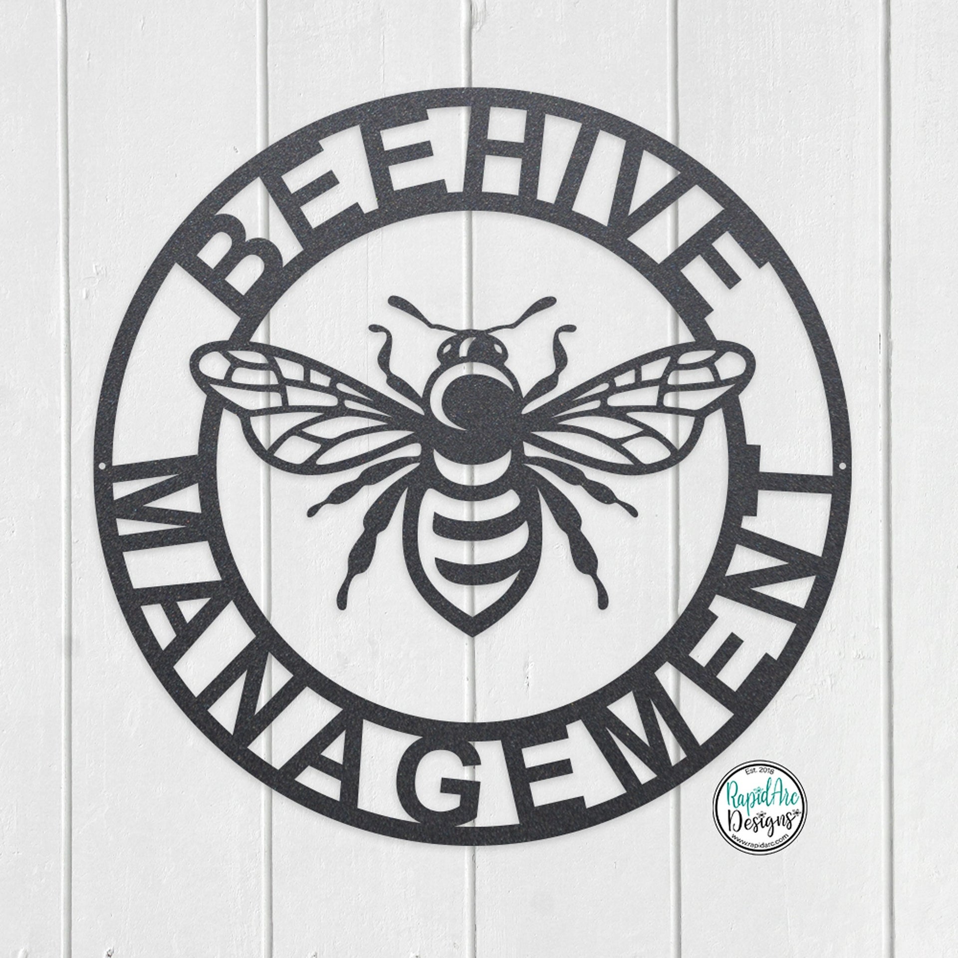 Customizable BEE Management Metal Sign- Bee Keeper- Porch Garden Outdoor Decor- Bee Lovers Gift- Honey Bee Hive- Apiary Sign- Metal Wall Art