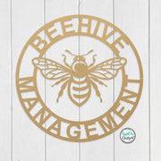 Customizable BEE Management Metal Sign- Bee Keeper- Porch Garden Outdoor Decor- Bee Lovers Gift- Honey Bee Hive- Apiary Sign- Metal Wall Art