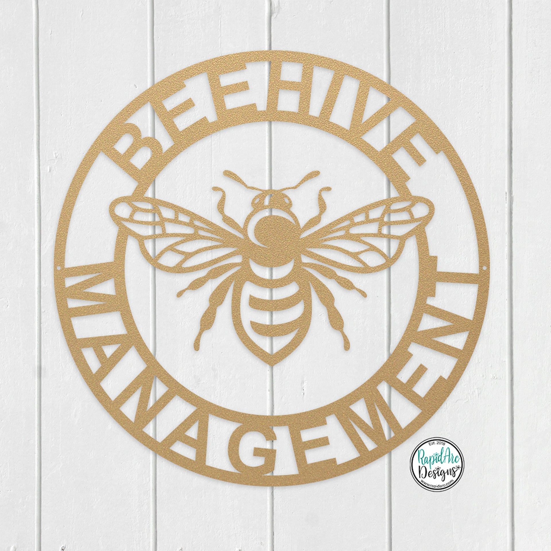 Customizable BEE Management Metal Sign- Bee Keeper- Porch Garden Outdoor Decor- Bee Lovers Gift- Honey Bee Hive- Apiary Sign- Metal Wall Art