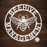 Customizable BEE Management Metal Sign- Bee Keeper- Porch Garden Outdoor Decor- Bee Lovers Gift- Honey Bee Hive- Apiary Sign- Metal Wall Art