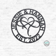 Personalized INFINITY HEART Sign with Date- Custom Metal Sign- Infinity Symbol Name Sign- Wedding Gift - Anniversary Gift- Metal Wall Art