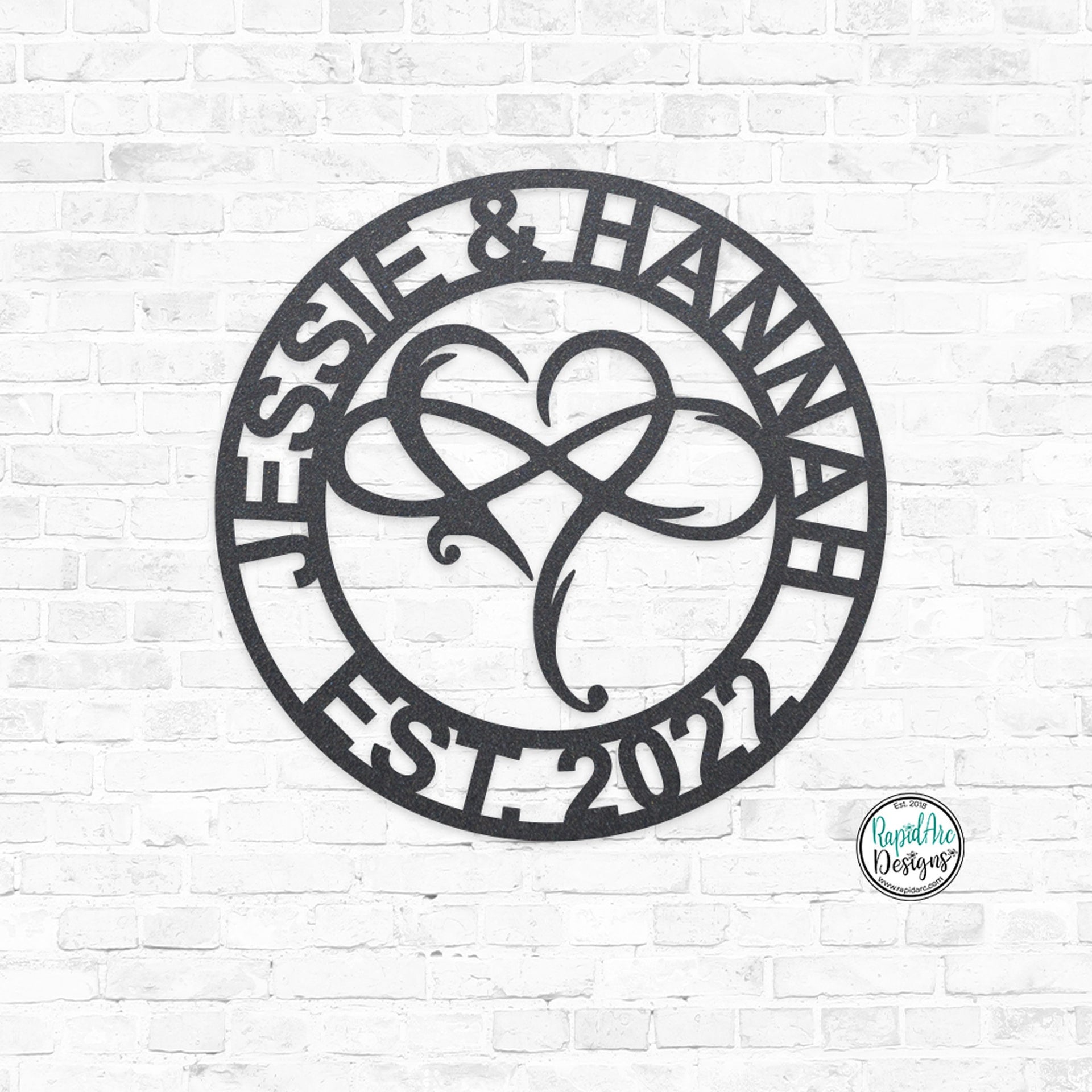 Personalized INFINITY HEART Sign with Date- Custom Metal Sign- Infinity Symbol Name Sign- Wedding Gift - Anniversary Gift- Metal Wall Art
