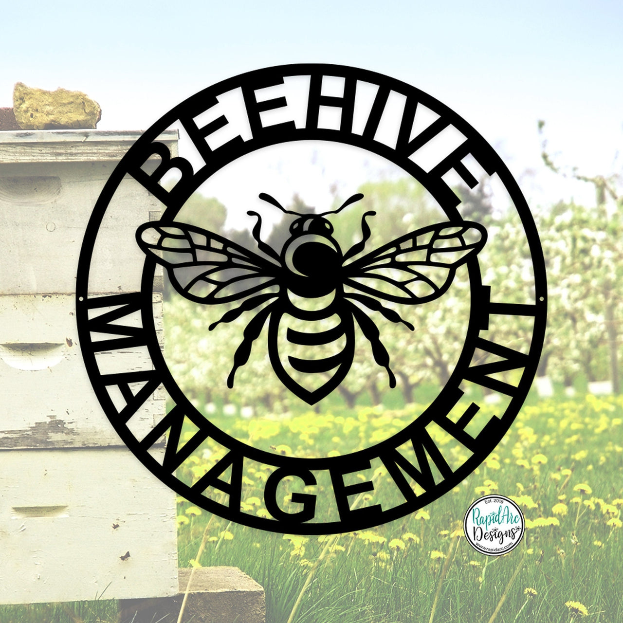 Customizable BEE Management Metal Sign- Bee Keeper- Porch Garden Outdoor Decor- Bee Lovers Gift- Honey Bee Hive- Apiary Sign- Metal Wall Art