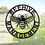 Customizable BEE Management Metal Sign- Bee Keeper- Porch Garden Outdoor Decor- Bee Lovers Gift- Honey Bee Hive- Apiary Sign- Metal Wall Art
