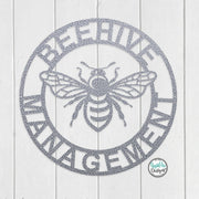 Customizable BEE Management Metal Sign- Bee Keeper- Porch Garden Outdoor Decor- Bee Lovers Gift- Honey Bee Hive- Apiary Sign- Metal Wall Art