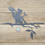 Fairy Sitting on Branch - Metal Tree Stake - Fairy Decor - Metal Garden Art - Tree Art - Fairy Gift - Outdoor Decor - Fairy on a Branch