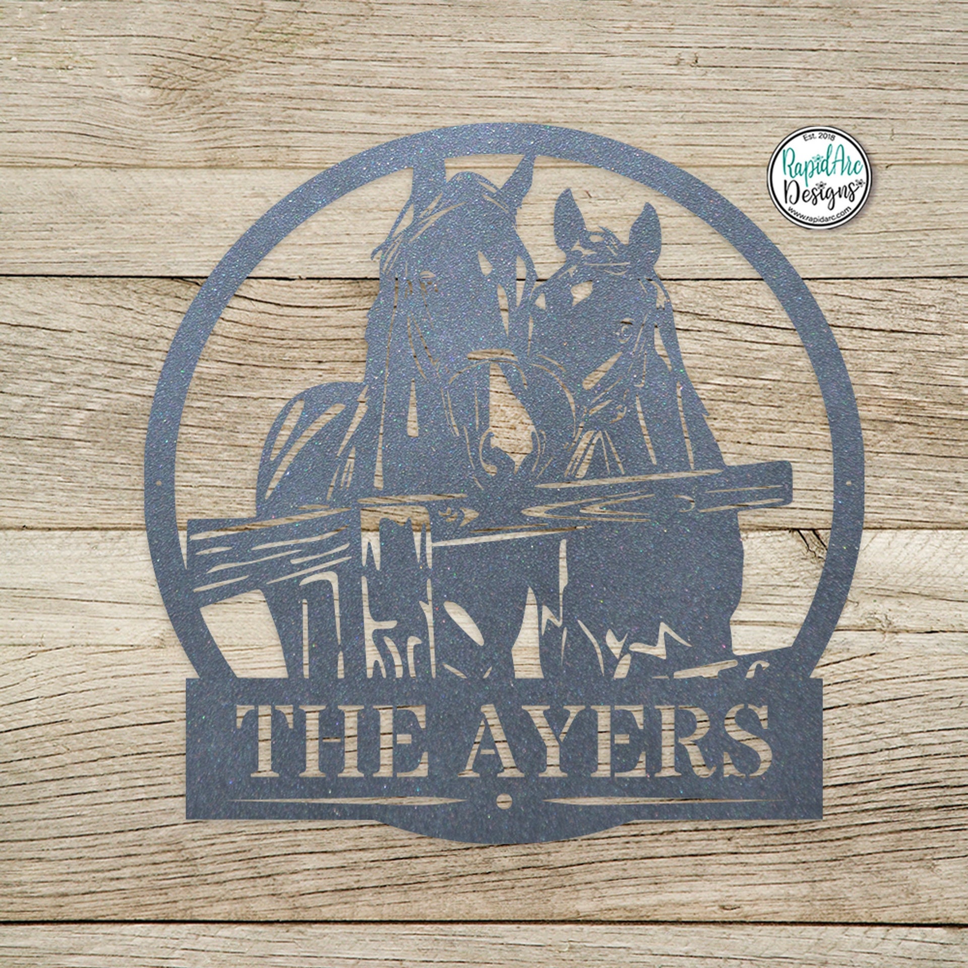 Custom Horses Last Name Sign - Personalized Metal Horse Sign- Horses at the Fence - Outdoor Decor- Horse Lover Gift - Metal Horse Art