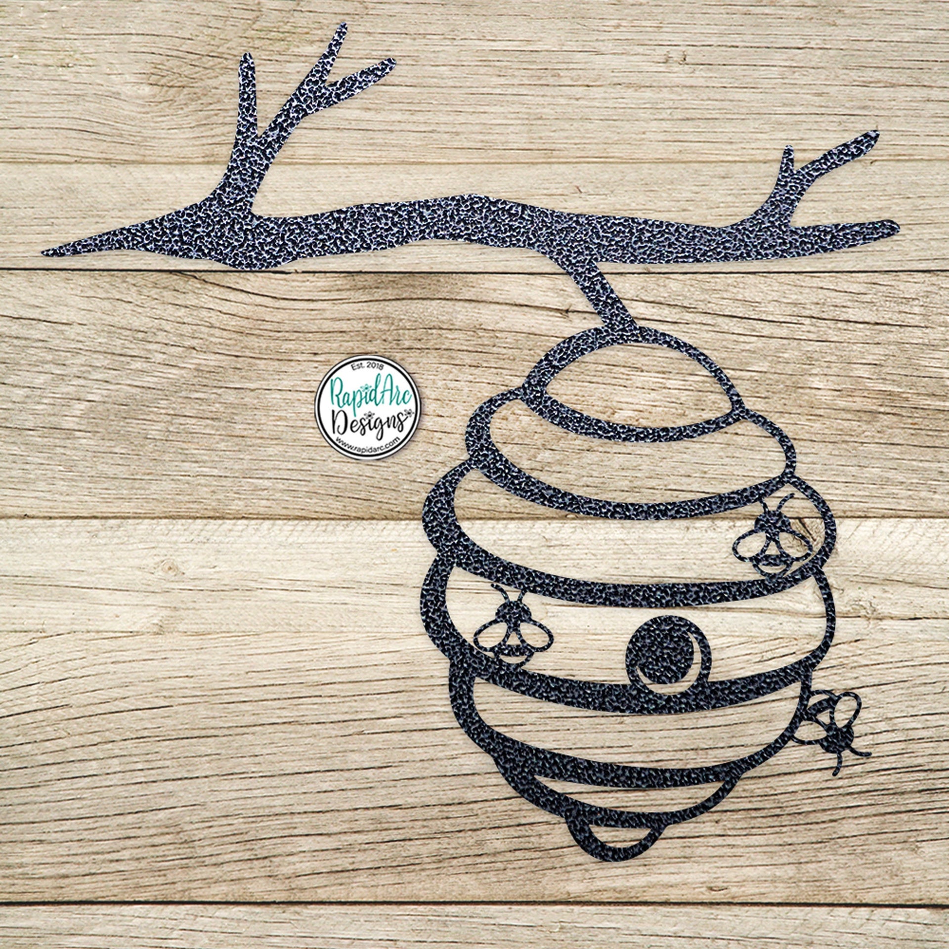 Bee Hive on a Branch - Metal Tree Stake - Bee Lovers Gift - Metal Garden Art - Honey Bees - Tree Art - Outdoor Decor - Bee Hive on a Branch