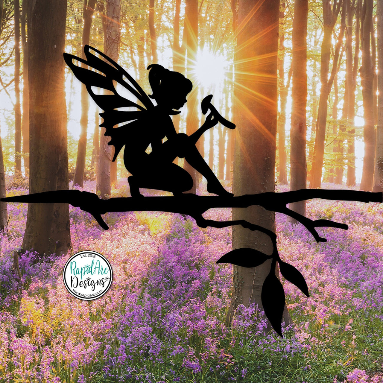 Fairy Sitting on Branch - Metal Tree Stake - Fairy Decor - Metal Garden Art - Tree Art - Fairy Gift - Outdoor Decor - Fairy on a Branch