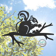 Squirrel on a Branch - Metal Tree Stake - Squirrel Lovers Gift - Metal Garden Art - Tree Art - Outdoor Decor - Squirrel on a Branch