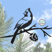 Cardinal on a Branch Metal Tree Stake - Bird Lovers Gift - Metal Garden Art - Metal Tree Art - Outdoor Home Decor - Cardinal on a Branch