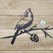 Cardinal on a Branch Metal Tree Stake - Bird Lovers Gift - Metal Garden Art - Metal Tree Art - Outdoor Home Decor - Cardinal on a Branch