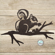 Squirrel on a Branch - Metal Tree Stake - Squirrel Lovers Gift - Metal Garden Art - Tree Art - Outdoor Decor - Squirrel on a Branch