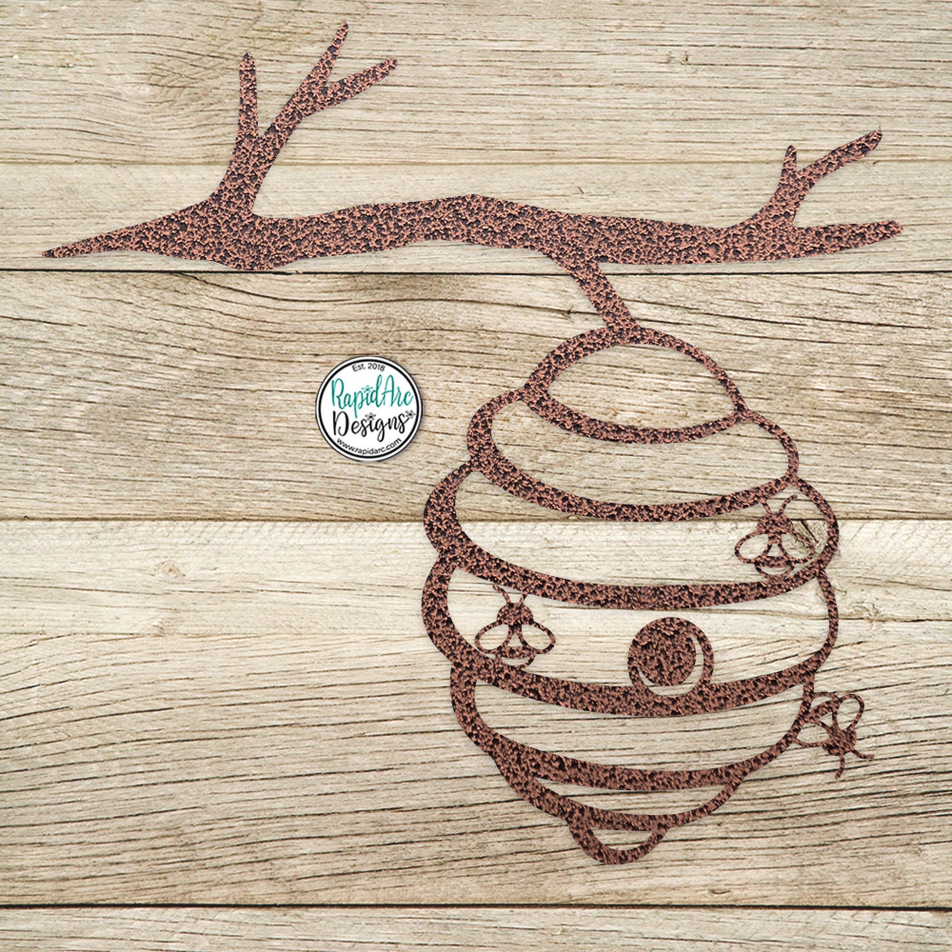 Bee Hive on a Branch - Metal Tree Stake - Bee Lovers Gift - Metal Garden Art - Honey Bees - Tree Art - Outdoor Decor - Bee Hive on a Branch