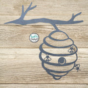 Bee Hive on a Branch - Metal Tree Stake - Bee Lovers Gift - Metal Garden Art - Honey Bees - Tree Art - Outdoor Decor - Bee Hive on a Branch