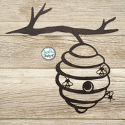 Bee Hive on a Branch - Metal Tree Stake - Bee Lovers Gift - Metal Garden Art - Honey Bees - Tree Art - Outdoor Decor - Bee Hive on a Branch