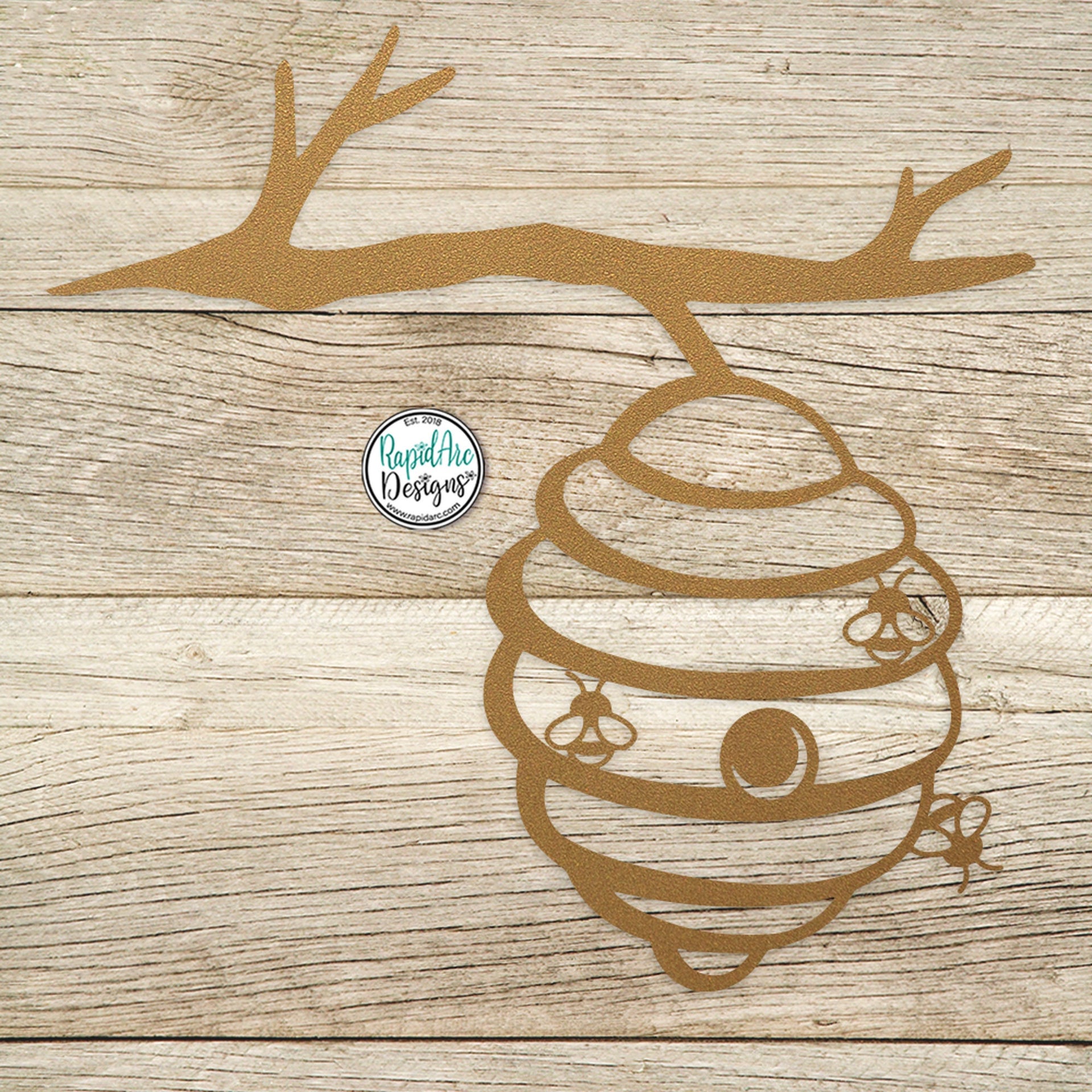 Bee Hive on a Branch - Metal Tree Stake - Bee Lovers Gift - Metal Garden Art - Honey Bees - Tree Art - Outdoor Decor - Bee Hive on a Branch