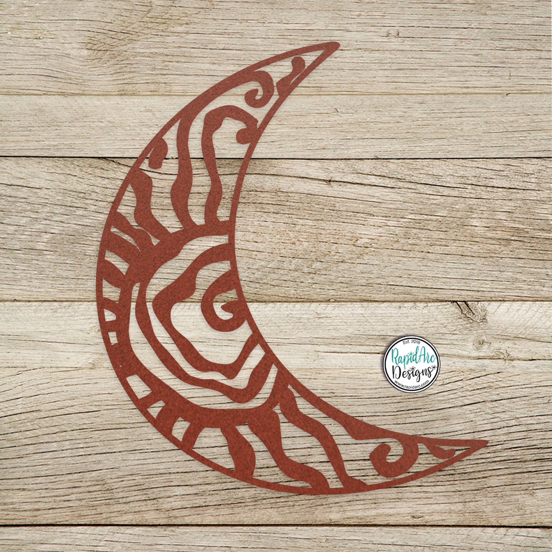 Wacky Moon - To Match our Original Hippie Fun Wacky Sun - Unique Metal Cresent Moon - Outdoor Garden Patio Decor - Custom Metal Wall Art