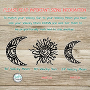 Wacky Moon - To Match our Original Hippie Fun Wacky Sun - Unique Metal Cresent Moon - Outdoor Garden Patio Decor - Custom Metal Wall Art