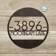 Metal Round Mid Century Modern Address Sign - Retro Style House Number Sign - Round Mid Century Address Number Sign - Style A1