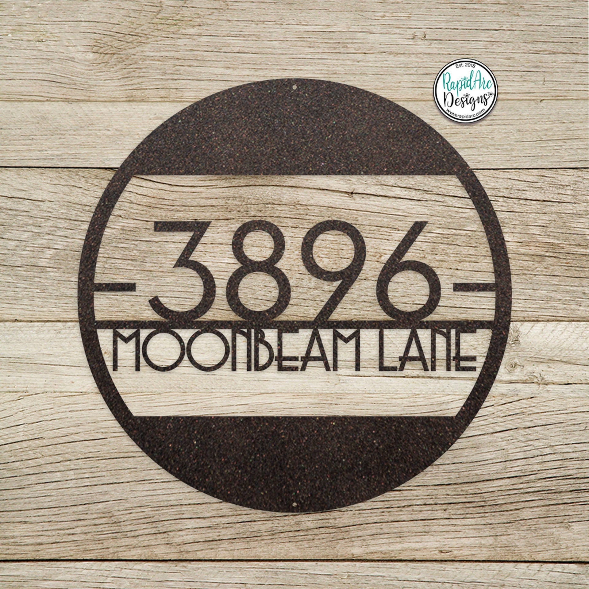 Metal Round Mid Century Modern Address Sign - Retro Style House Number Sign - Round Mid Century Address Number Sign - Style A1