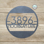 Metal Round Mid Century Modern Address Sign - Retro Style House Number Sign - Round Mid Century Address Number Sign - Style A1