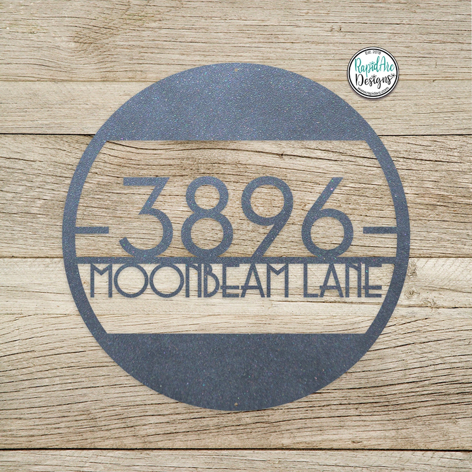 Metal Round Mid Century Modern Address Sign - Retro Style House Number Sign - Round Mid Century Address Number Sign - Style A1